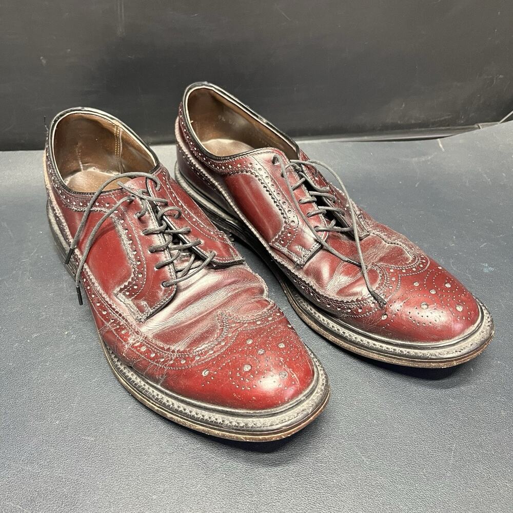 Vintage Oxblood Leather Wingtips Oxfords Lace Up Dress Shoes Men’s Size 9.5 D/B